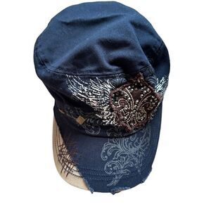 Navy and brown decorative hat